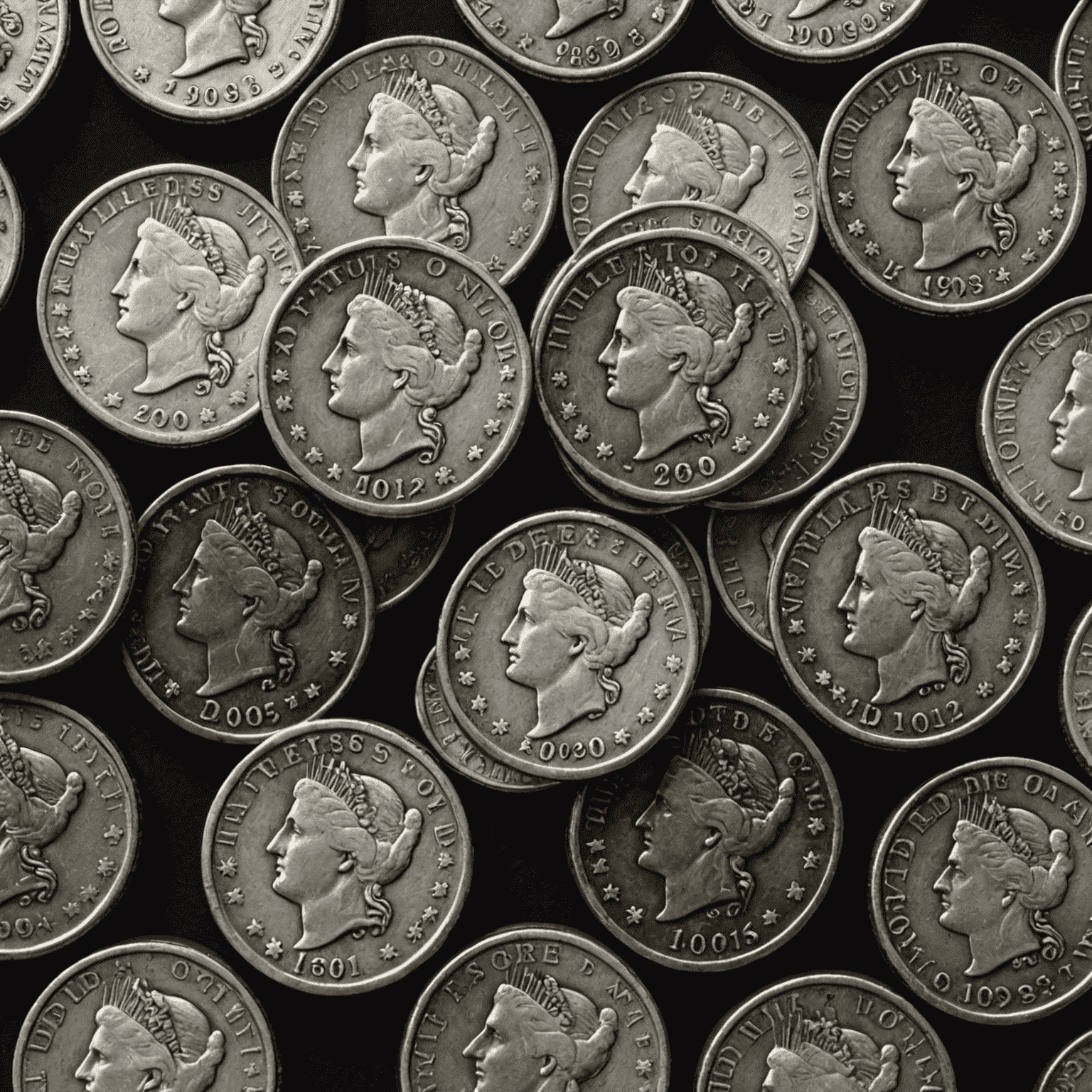 Stack of historic American silver dollar coins