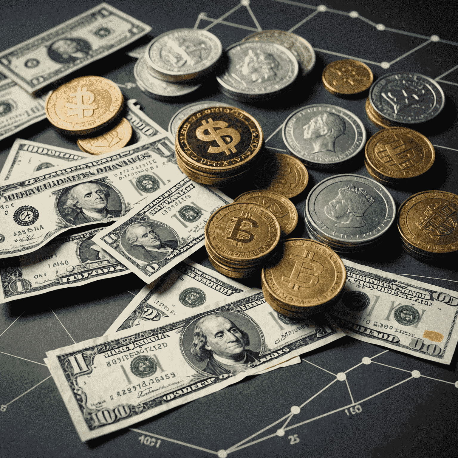 Conceptual image illustrating foreign exchange risks, showing various international currencies like US Dollars, Euros, Pounds, Yen, etc. with fluctuating exchange rate graphs in the background